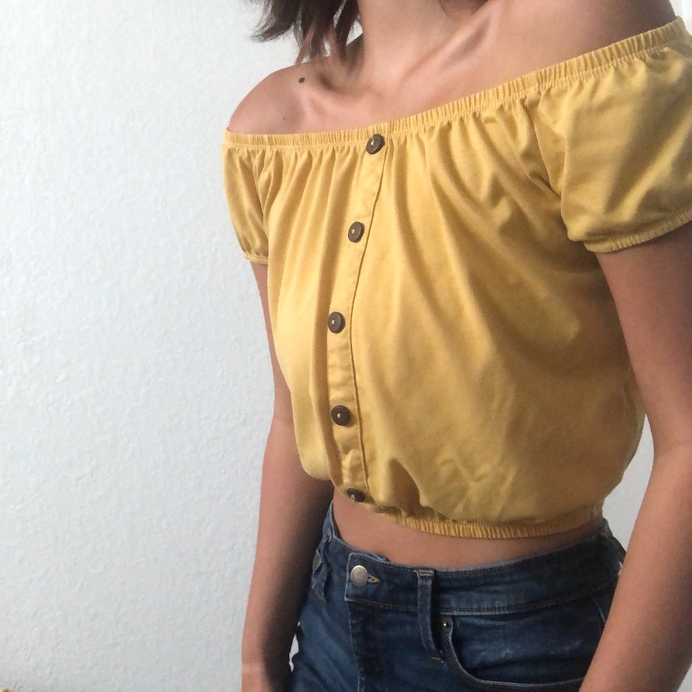 Cropped sunny yellow sleeveless top